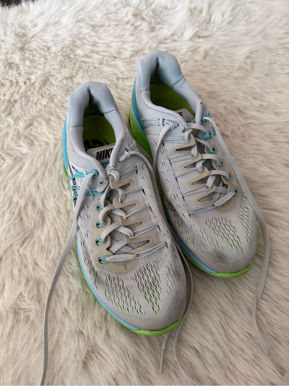 Nike Women’s Running Sneakers - Light Gray with Green and Teal Accents